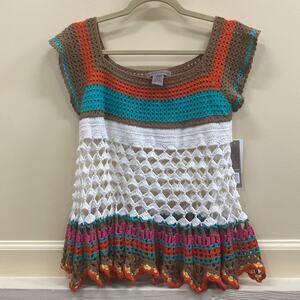 Sharon Young NWT women’s size XS multi color crochet sweater